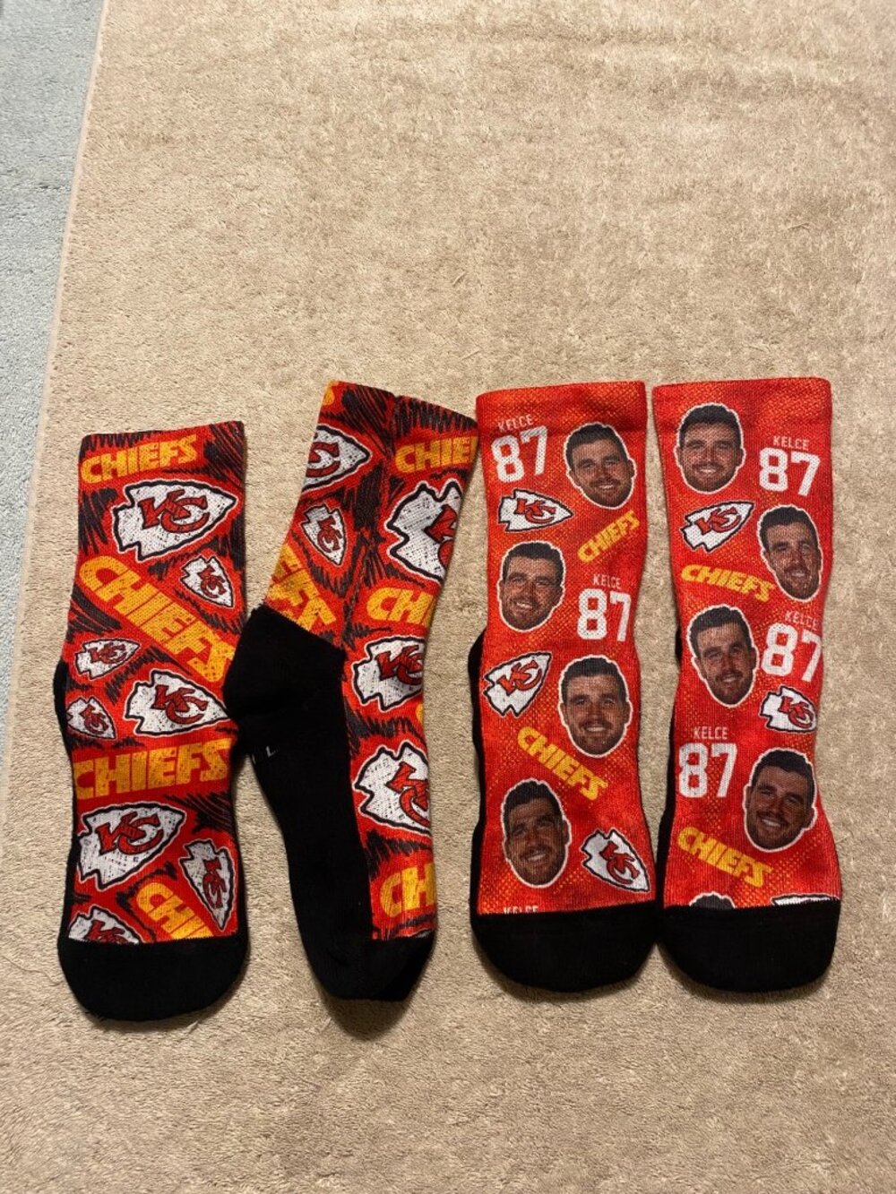 Rock Em Socks Kansas City Chiefs Travis Kelce 87 Face Repeat Crew Kids Youth L